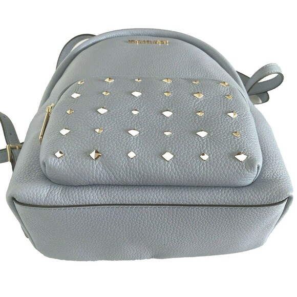 New Michael Kors Erin Medium Backpack Pebble Leather Pale Blue Studs main image 6